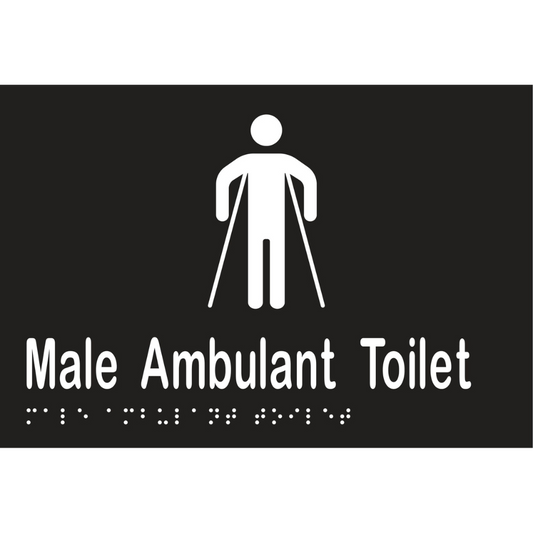 Male Ambulant Tlt Braille Sign - Vinyl - Black with White Infill