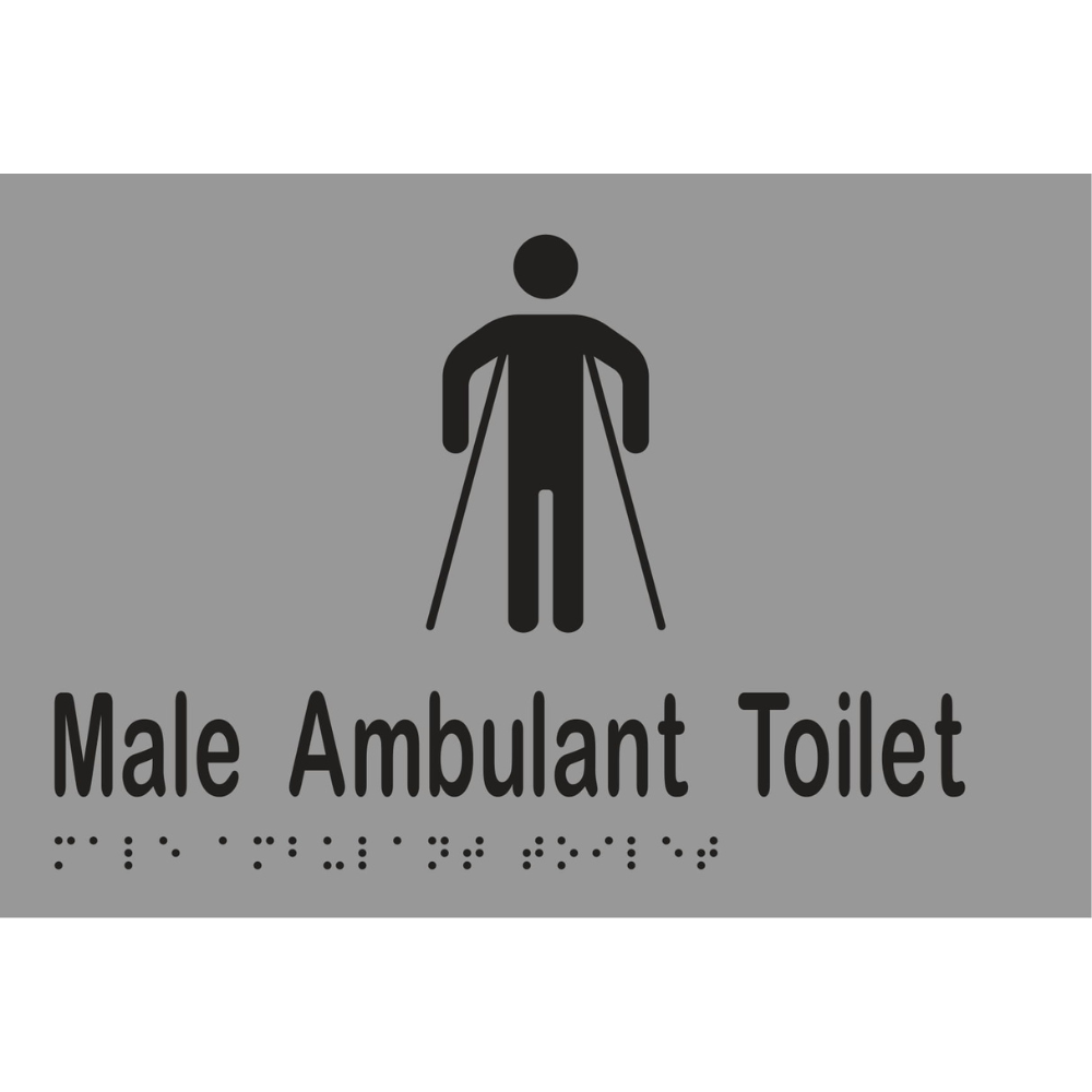 Male Ambulant Tlt Braille Sign - Stainless Steel with Black Infill