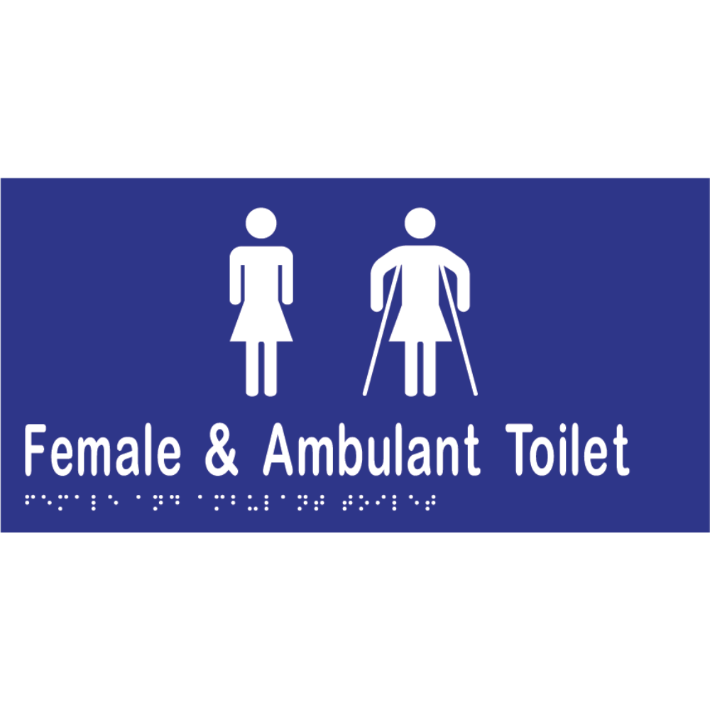 Female & Ambulant Tlt Braille Sign -Vinyl - Blue with White Infill