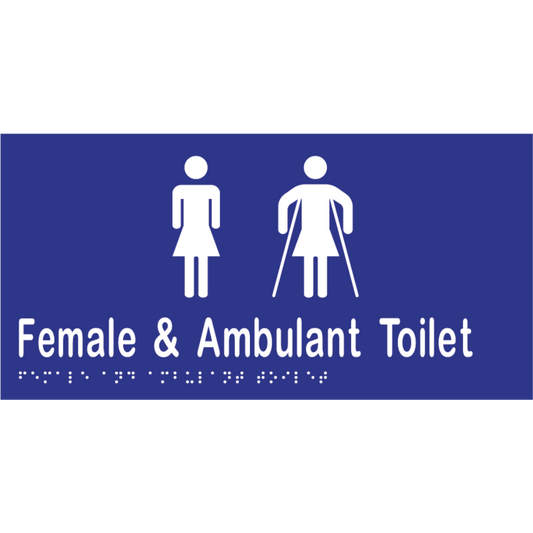 Female & Ambulant Tlt Braille Sign -Vinyl - Blue with White Infill