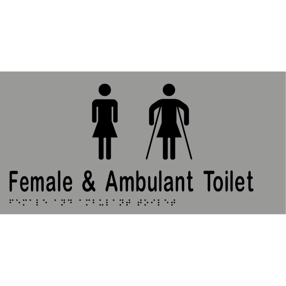 Female & Ambulant Tlt Braille Sign - Stainless Steel with Black Infill