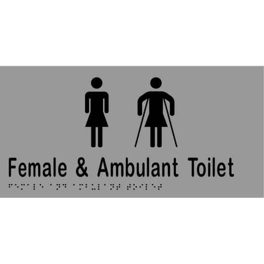 Female & Ambulant Tlt Braille Sign - Stainless Steel with Black Infill