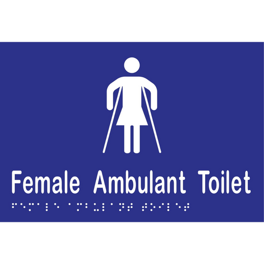 Female Ambulant Tlt Braille Sign -Vinyl - Blue with White Infill