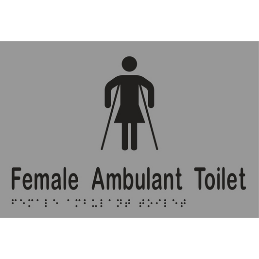 Female Ambulant Tlt Braille Sign - Stainless Steel with Black Infill