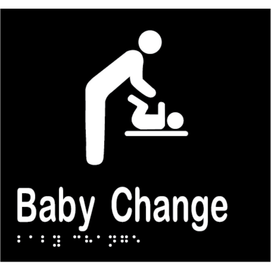 Baby Change Braille Sign - Vinyl - Black with White Infill