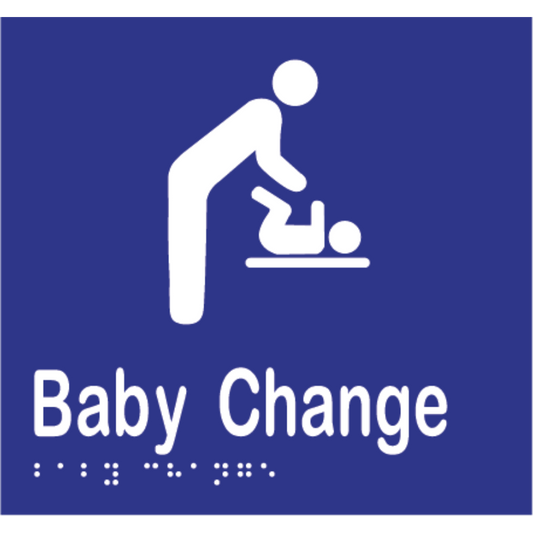 Baby Change Braille Sign -Vinyl - Blue with White Infill