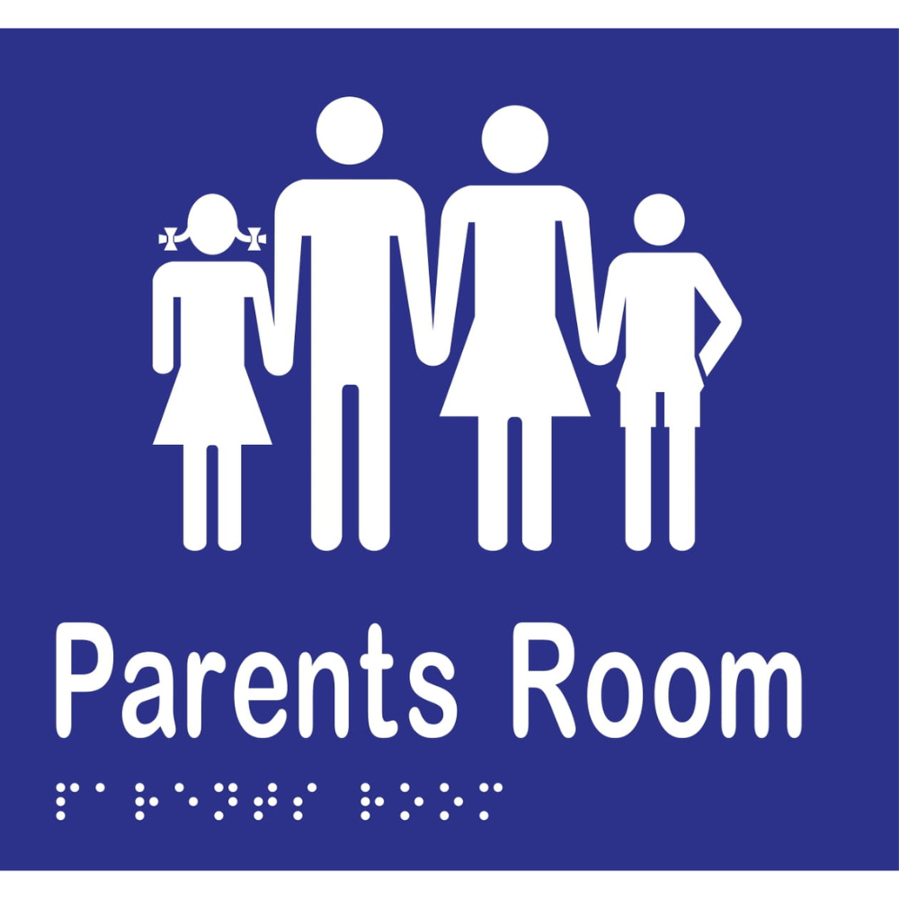 Parents Room Braille Sign -Vinyl - Blue with White Infill