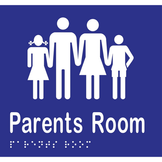 Parents Room Braille Sign -Vinyl - Blue with White Infill