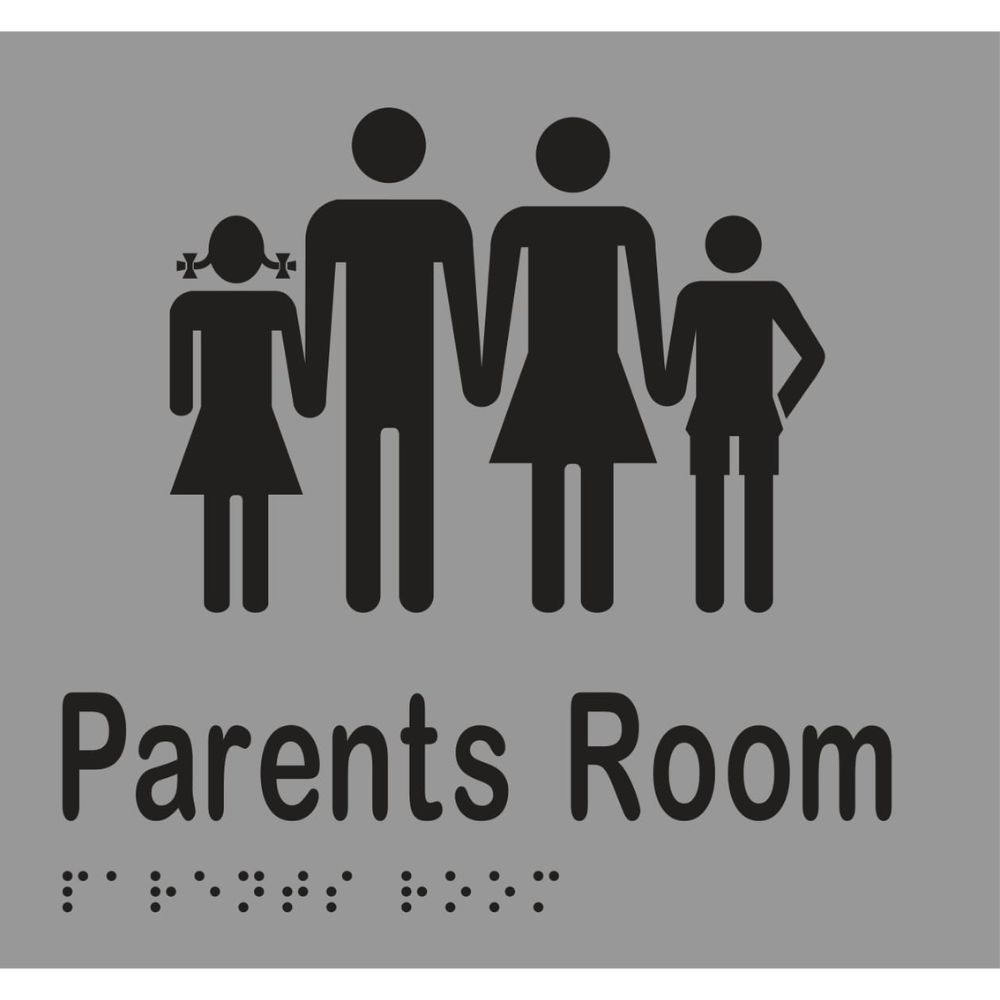 Parents Room Braille Sign - Stainless Steel with Black Infill