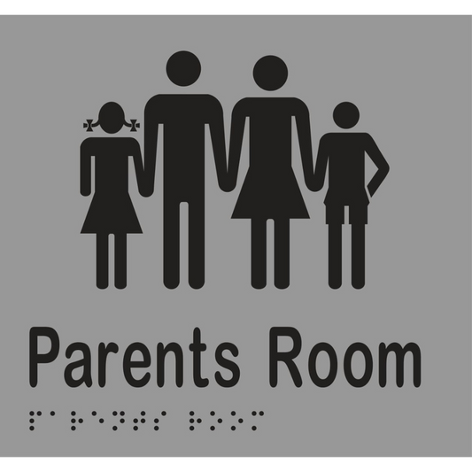 Parents Room Braille Sign - Stainless Steel with Black Infill