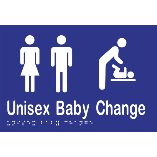 Unisex Baby Change Braille Sign -Vinyl - Blue with White Infill
