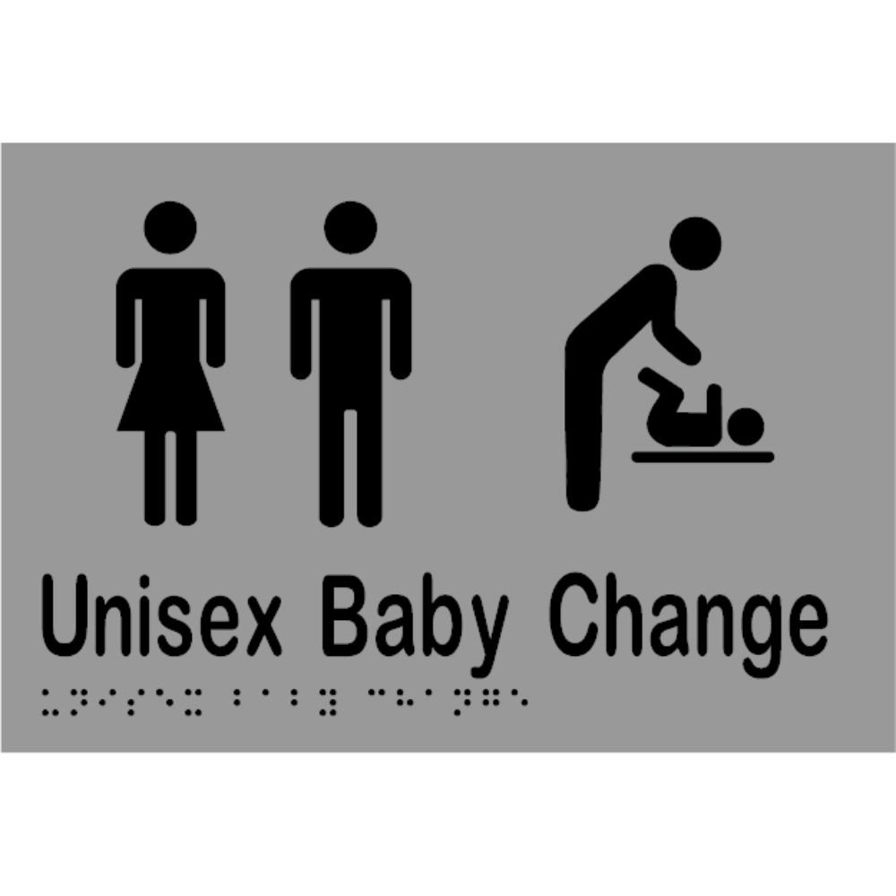 Unisex Baby Change Braille Sign - Stainless Steel with Black Infill