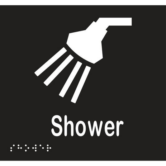 Shower Braille Sign - Vinyl - Black with White Infill