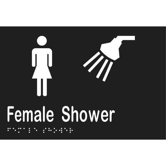 Female Shower Braille Sign - Vinyl - Black with White Infill