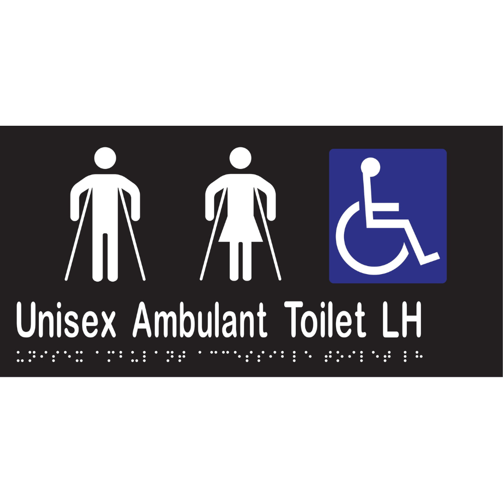 Unisex Ambulant Acc Tlt LH Sign - Vinyl - Black with White Infill