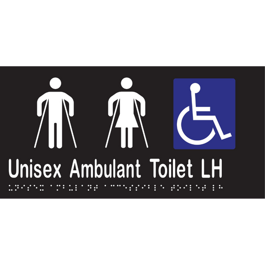 Unisex Ambulant Acc Tlt LH Sign - Vinyl - Black with White Infill