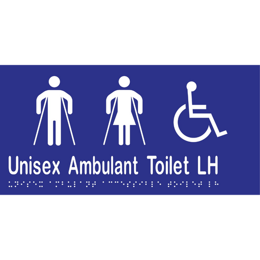 Unisex Ambulant Acc Tlt LH Sign -Vinyl - Blue with White Infill