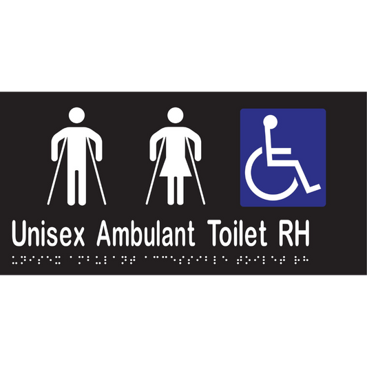 Unisex Ambulant Acc Tlt RH Sign - Vinyl - Black with White Infill