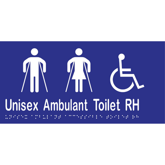 Unisex Ambulant Acc Tlt RH Sign -Vinyl - Blue with White Infill