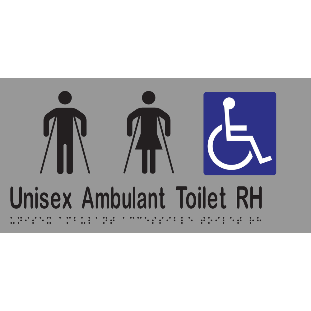 Unisex Ambulant Acc Tlt RH Sign - Stainless Steel with Black Infill