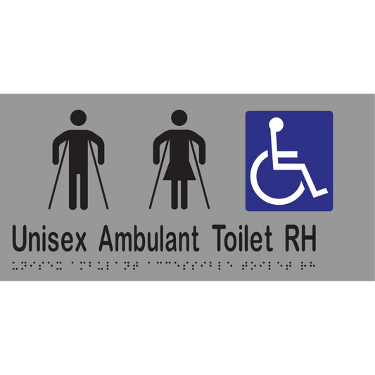 Unisex Ambulant Acc Tlt RH Sign - Stainless Steel with Black Infill