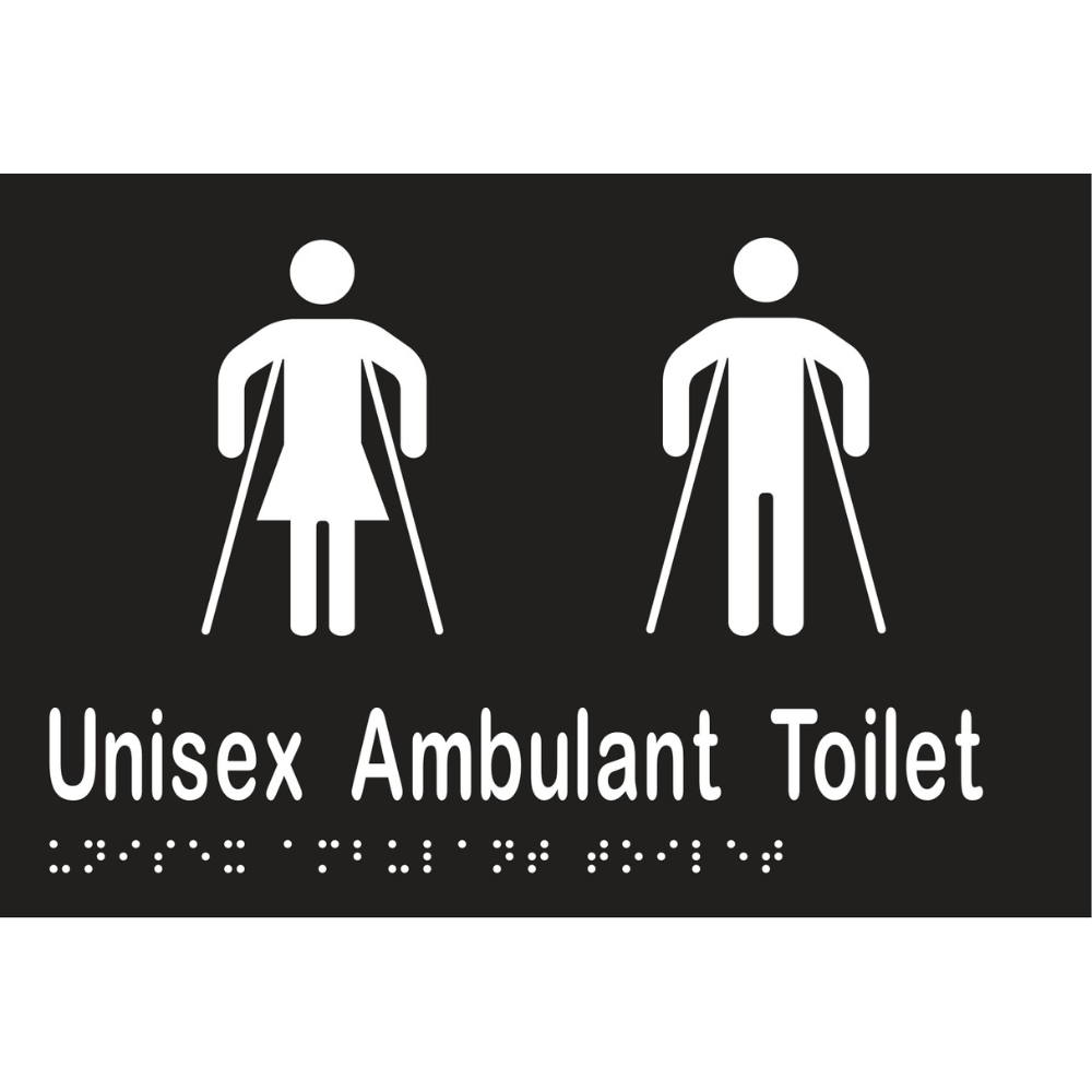 Unisex Ambulant Tlt Braille Sign - Vinyl - Black with White Infill