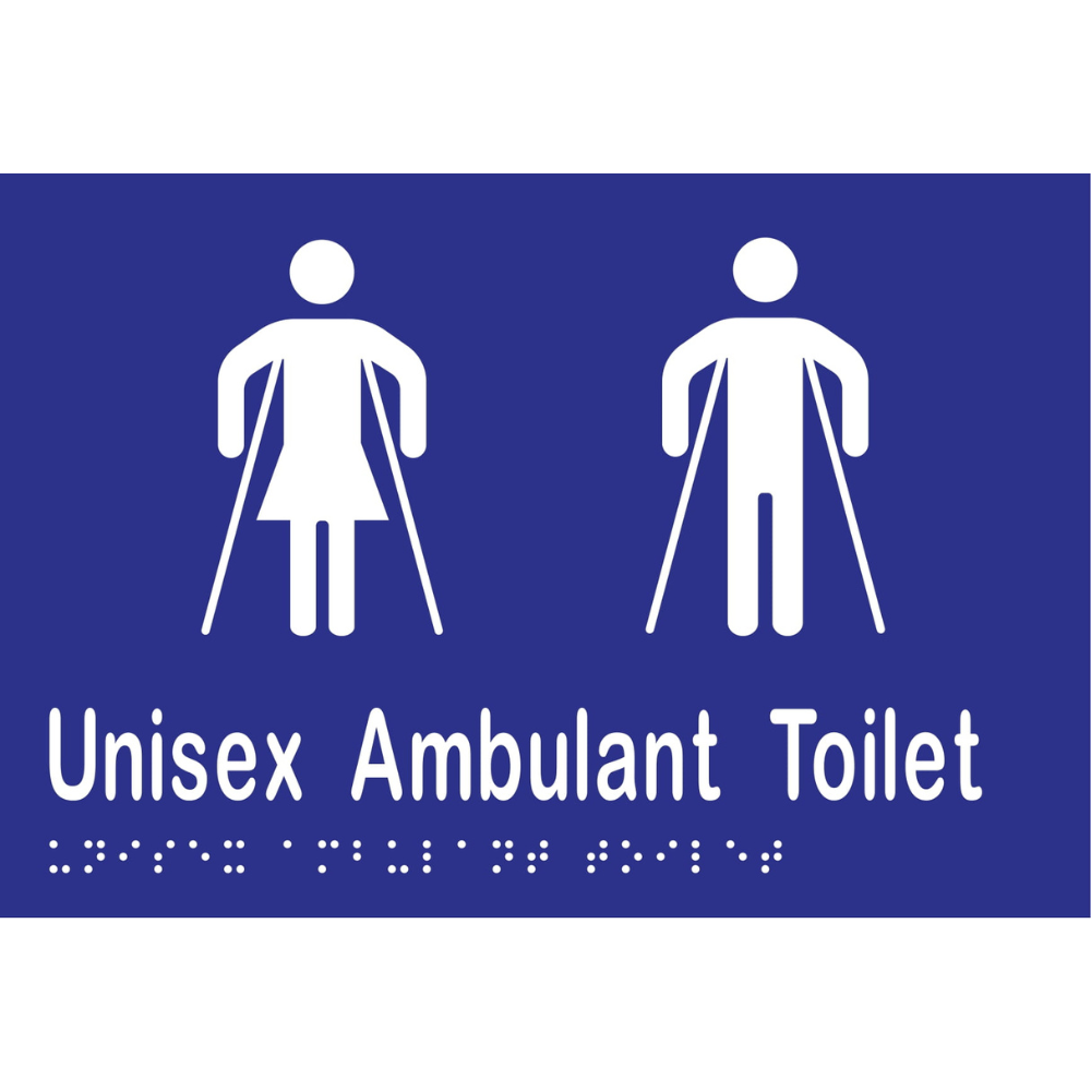 Unisex Ambulant Tlt Braille Sign -Vinyl - Blue with White Infill