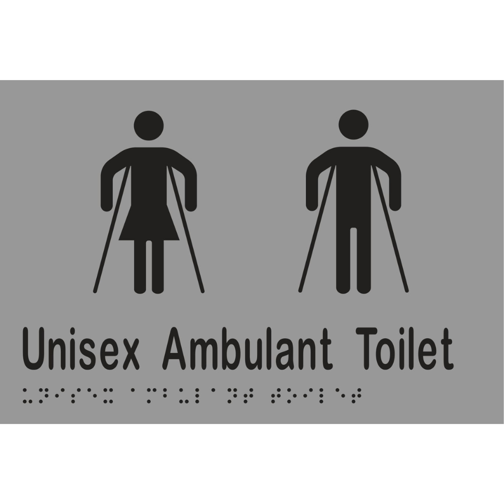 Unisex Ambulant Tlt Braille Sign - Stainless Steel with Black Infill