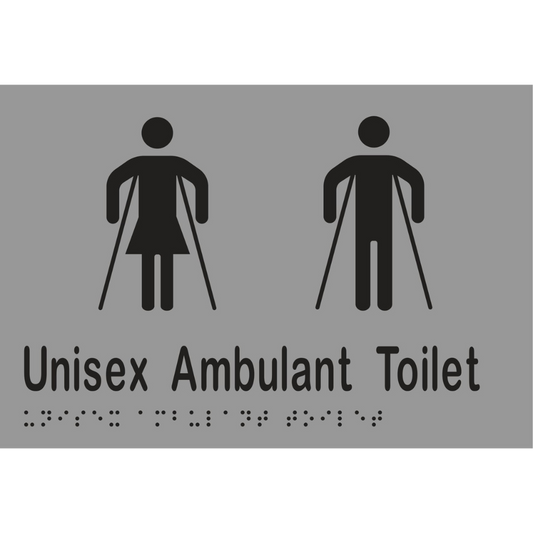 Unisex Ambulant Tlt Braille Sign - Stainless Steel with Black Infill