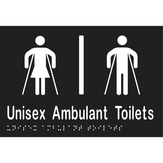 Unisex Ambulant Tlt Div Braille Sign - Vinyl - Black with White Infill