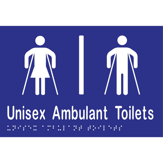 Unisex Ambulant Tlt Div Braille Sign -Vinyl - Blue with White Infill
