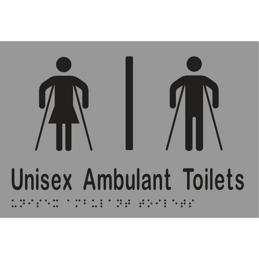 Unisex Ambulant Tlt Div Braille Sign - Stainless Steel with Black Infill