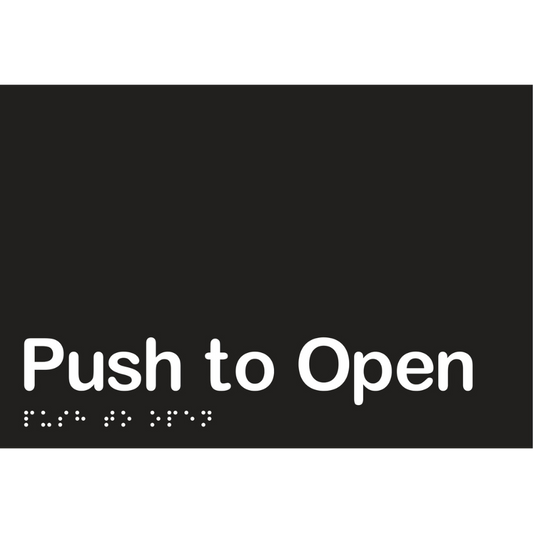 Push to Open Sign - Vinyl - Black with White Infill
