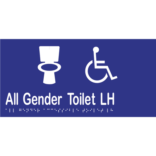 All Gender Accessible Toilet LH Sign -Vinyl - Blue with White Infill
