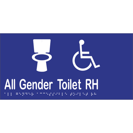 All Gender Accessible Toilet RH Sign -Vinyl - Blue with White Infill