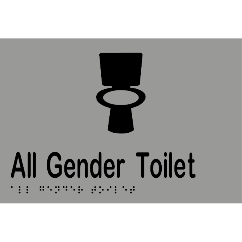 All Gender Toilet Sign - Stainless Steel with Black Infill