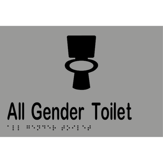 All Gender Toilet Sign - Stainless Steel with Black Infill