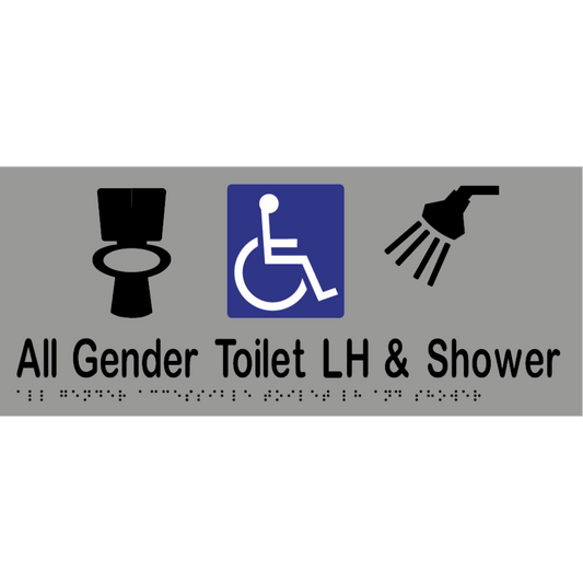 All Gender Accessible Toilet LH & Shower - Vinyl - Silver with Black Infill