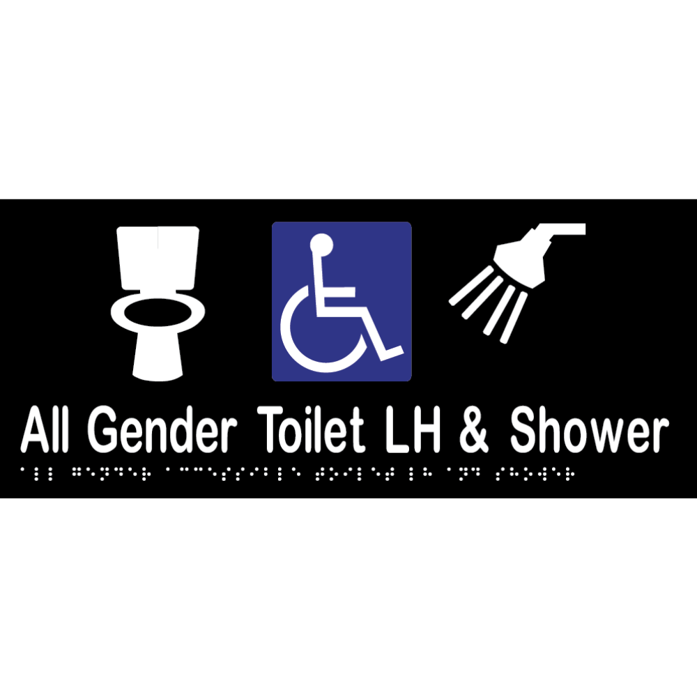 All Gender Accessible Toilet LH & Shower - Vinyl - Black with White Infill