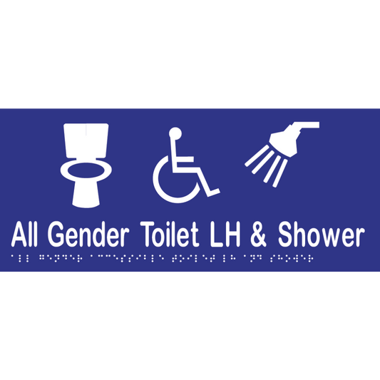 All Gender Accessible Toilet LH & Shower -Vinyl - Blue with White Infill