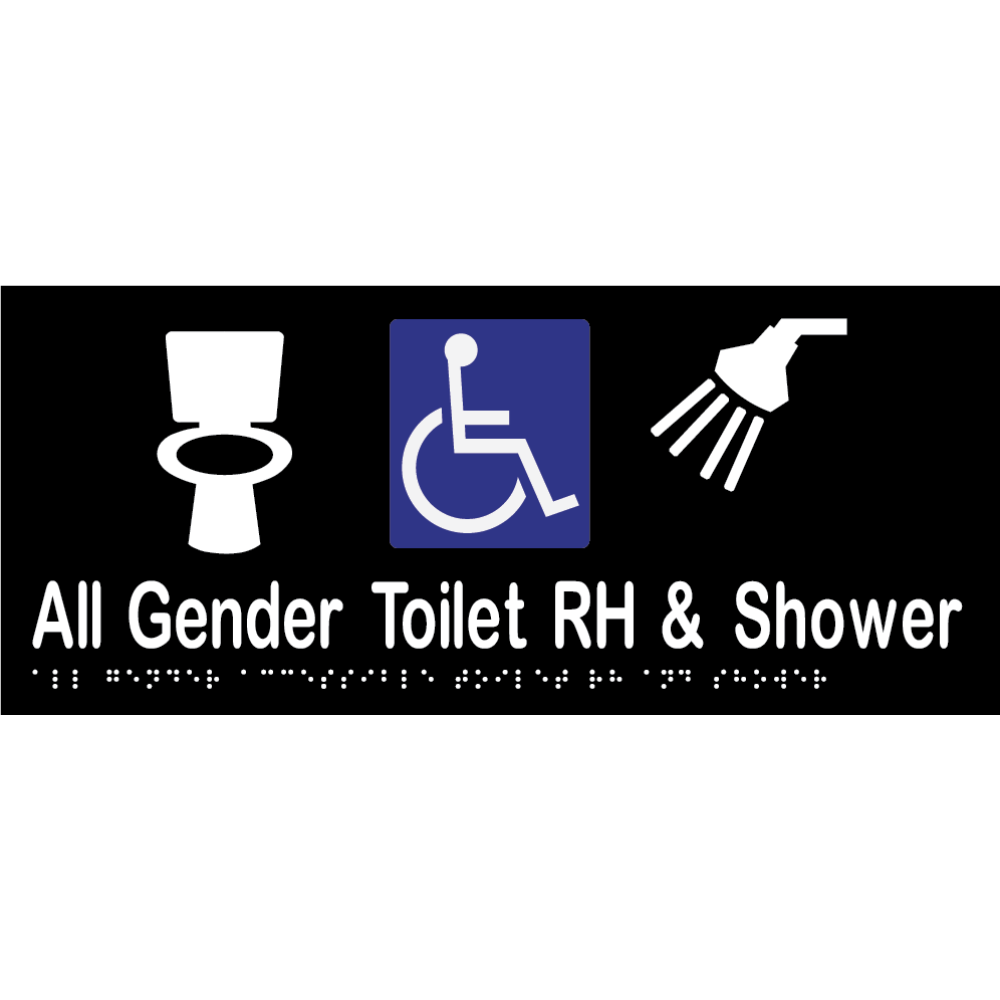 All Gender Accessible Toilet RH & Shower - Vinyl - Black with White Infill