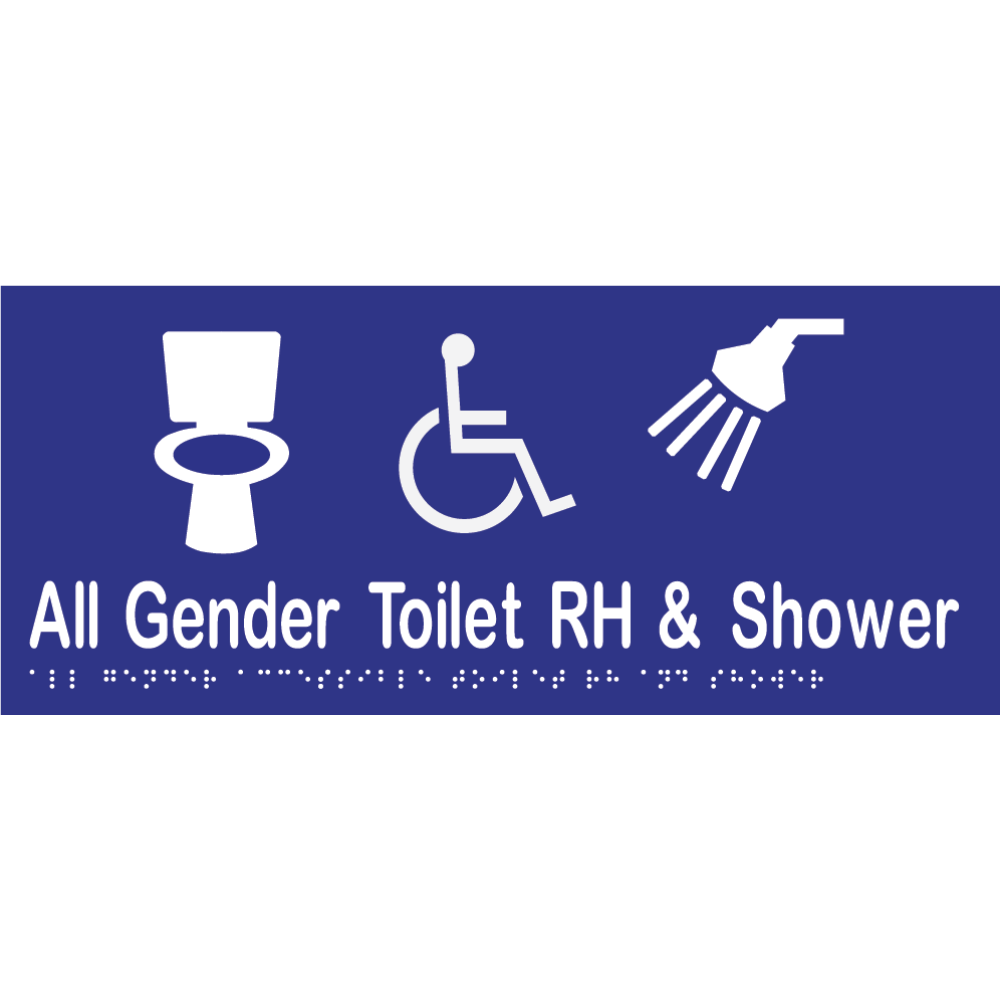 All Gender Accessible Toilet RH & Shower -Vinyl - Blue with White Infill