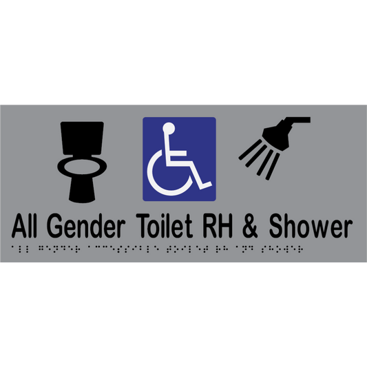 All Gender Accessible Toilet RH & Shower - Stainless Steel with Black Infill
