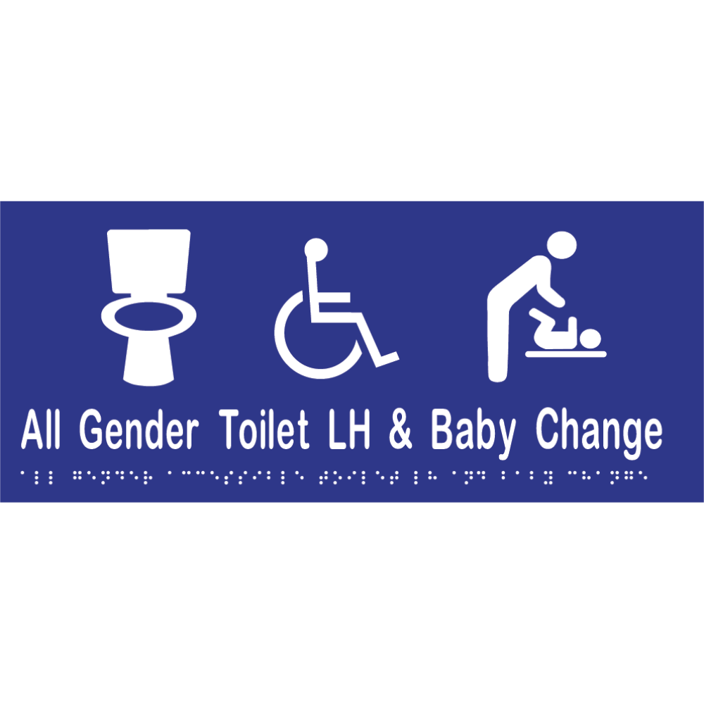 All Gender Accessible Toilet LH & Baby Change -Vinyl - Blue with White Infill
