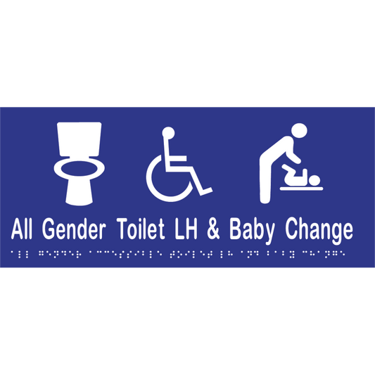 All Gender Accessible Toilet LH & Baby Change -Vinyl - Blue with White Infill