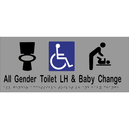 All Gender Accessible Toilet LH & Baby Change - Vinyl - Silver with Black Infill