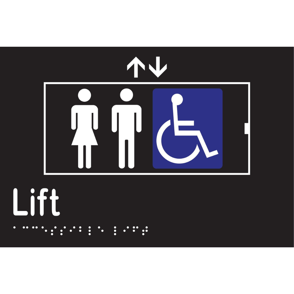 Accessible LIFT Sign - Vinyl - Black with White Infill