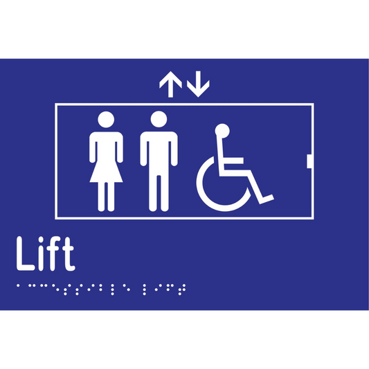 Accessible LIFT Sign -Vinyl - Blue with White Infill