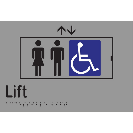 Accessible LIFT Sign - Stainless Steel with Black Infill