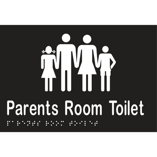 Parents Room Toilet Sign - Vinyl - Black with White Infill